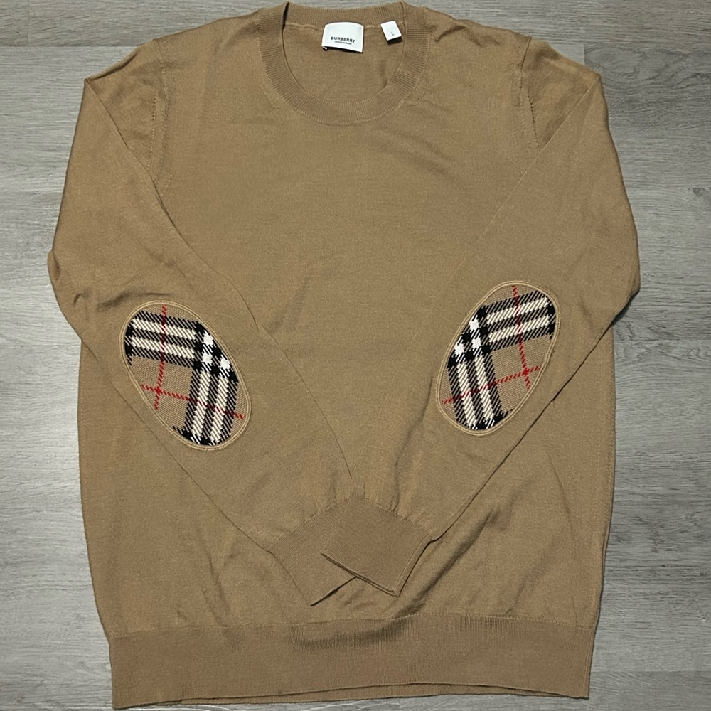 Burberry Sweater with Plaid Elbow Patches